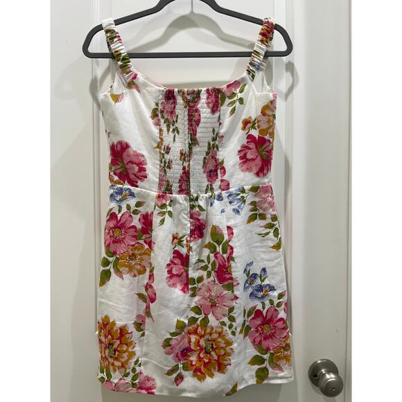 Reformation Sawyer Linen Floral Mini Dress Sz 8 - Picture 11 of 12